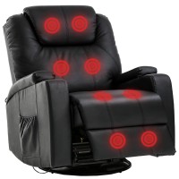 Massage Recliner Chair Rocking Swivel Chair With Heated Massage Ergonomic Lounge 360 Degree Swivel Single Sofa Seat And Two Hidden Cup Holders (Black)