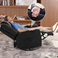 Massage Recliner Chair Rocking Swivel Chair With Heated Massage Ergonomic Lounge 360 Degree Swivel Single Sofa Seat And Two Hidden Cup Holders (Black)