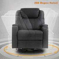 Massage Recliner Chair Rocking Swivel Chair With Heated Massage Ergonomic Lounge 360 Degree Swivel Single Sofa Seat And Two Hidden Cup Holders (Black)