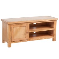 Vidaxl Rustic Solid Oak Wood Tv Stand 406X142X181 With Cable Outlets - Brown