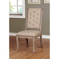 Benjara Benzara Wooden Dining Chair With Button Tufted Back, Set Of Two, Brown,
