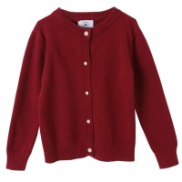 Smiling Pinker Girls Cardigan Sweater School Uniforms Button Long Sleeve Knit Tops (Burgundy, 6-7 Years)