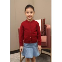 Smiling Pinker Girls Cardigan Sweater School Uniforms Button Long Sleeve Knit Tops (Burgundy, 6-7 Years)