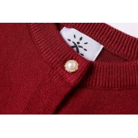 Smiling Pinker Girls Cardigan Sweater School Uniforms Button Long Sleeve Knit Tops (Burgundy, 6-7 Years)