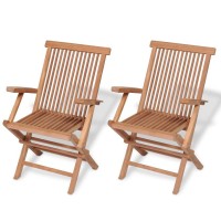 Tidyard Set Of 2 Outdoor Patio Garden Wood Chairs, Teak 21.7 X 23.6 X 35