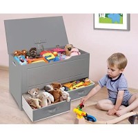 Badger Basket Kids Up & Down Toy Box And Organizer With Two Reversible Fabric Bins - Gray