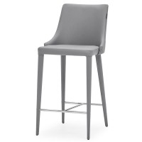 Zuri Furniture Jillian Gray Leatherette Counter Stool With Stainless Steel Base