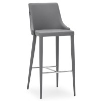 Zuri Furniture Jillian Gray Leatherette Bar Stool With Stainless Steel Base