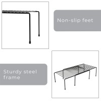 Smart Designextendable Storage Shelf - Lengthen From 16 To 32.5 In., Black - Sturdy Steel Pantry Organizer With Rust-Resistant Finish And Non-Slip Feet For Easy Home Organization And Storage