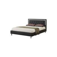 Best Master Furniture Bria Faux Leather Platform Bed, Queen, Black