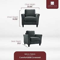 Lifestyle Solutions Austin Curved-Arm Chair, 35.80 W X 31.10 D X 32.30 H, Dark Grey