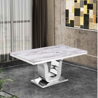 Best Quality Furniture Dining Table Only White, Silver
