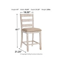 Signature Design By Ashley Skempton 24 Counter Height Upholstered Barstool, 2 Count, Antique White