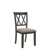 Acme Claudia Ii Side Chair (Set-2) - - Fabric & Weathered Gray