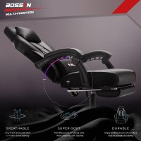 Bossin Gaming Chair With Massage, Ergonomic Heavy Duty Design, Gamer Chair With Footrest And Lumbar Support, Large Size Cushion High Back Office Chair, Big And Tall Gaming Computer Chair For Kids