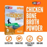 Lonolife - Reduced Sodium Chicken Bone Broth Sticks - 10G Collagen Protein - Gluten-Free - Keto & Paleo Friendly - Portable Individual Packets - 10 Count