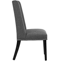 Modway Baron Modern Tall Back Wood Upholstered Fabric Four Dining Chairs In Gray