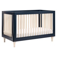 Babyletto Lolly 3-In-1 Convertible Crib With Toddler Bed Conversion Kit In Navy And Washed Natural, Greenguard Gold Certified