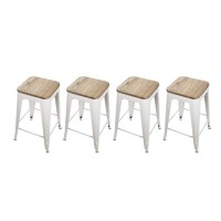 Gia Toolix 24-Inch Counter-Height Backless Stool, 4-Pack, Whitelight Wood