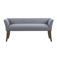 Madison Park Welburn Upholstered Tufted Entryway Accent Bench With Back Nailhead Trim And Padded Seat Mid-Century Modern Fabric Ottoman For Bedroom Furniture 49.5 W X 19.25 D X 23 H Slate Blue