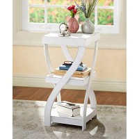 Twisted Side Table - Modern Accent Table With Distressed White Finish