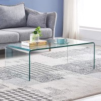 Glass Coffee Table, Modern Tempered Clear Coffee Tables Decor For Living Room, Easy To Clean And Safe Rounded Edges (Medium 39.3 X 19.6 X 13.8)