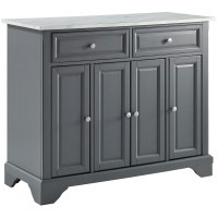 Crosley Furniture Avery Kitchen Island With Paper Marble Top, Gray