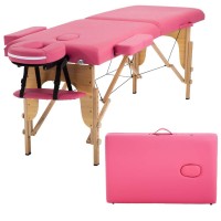 Massage Table Portable Massage Bed Spa Bed 73 Inches L 24 Inches W Height Adjustable Pu Leather 2 Folding Spa Bed Facial Cradle Foam Pad Carry Case Tattoo Therapy Bed Salon Equipment