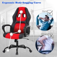 Office Chair Pc Gaming Chair  Desk Chair Ergonomic Pu Leather Executive Computer Chair Lumbar Support For Women, Men (Red)