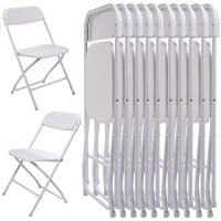 New 10Pcs Commercial White Plastic Folding Chairs Stackable Wedding Party Chair
