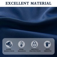 Donren Navy Blue Blackout Curtain Panels For Small Window - Thermal Insulated Room Darkening Rod Pocket Tiers For Bedroom (42 By 30 Inch 2 Panels)