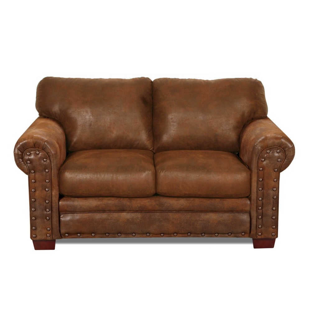 American Furniture Classics Model Buckskin Loveseat Love Seat Pinto Brown