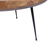 The Urban Port Round Mango Wood Coffee Table With Splayed Metal Legs, Brown And Black