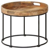 Vidaxl Coffee Table Solid Mange Wood And Steel 19.7X15.7