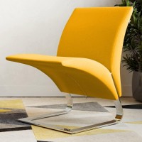 Zuri Furniture Modern Bouncee Chair - Yellow Cashmere With Polished Chrome Base