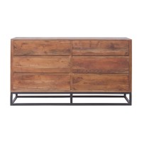 Tup The Urban Port Modern Acacia Wood Dresser Or Display Unit With Metal Base, Walnut Brown And Black