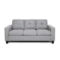 Christopher Knight Home Viviana Three Seater Sofa With Wood Legs, Gray And Natural Finish, 3400 Inches Deep X 7600 Inches Wide X 3500 Inches High