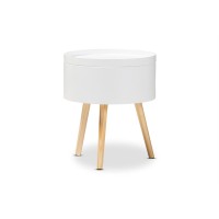 Baxton Studio Jessen 15 Wide White Wood Nightstand With Removable Top