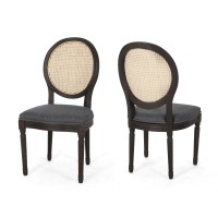 Great Deal Furniture Laney Wooden Dining Chairs With Cushions (Set Of 2), Charcoal, Natural, And Black