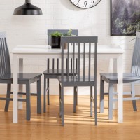 Walker Edison 4 Person Modern Farmhouse Wood Small Dining Table Dining Room Kitchen Table Set 4 Chairs Set, 48 Inch, White And Grey