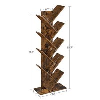 Vasagle Tree Bookshelf, 8-Tier Floor Standing Bookcase, With Wooden Shelves For Living Room, Home Office, Rustic Brown Ulbc11Bx