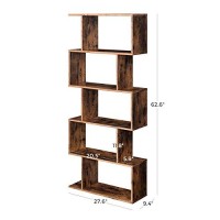 Vasagle Bookshelf, Display Shelf And Room Divider, Freestanding Decorative Storage Shelving, 5-Tier Bookshelf, Rustic Brown Ulbc62Bx