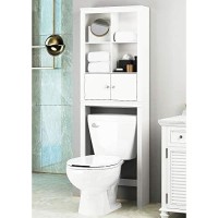 Spirich Home Bathroom Shelf Over The Toilet, Bathroom Cabinet Organizer Over Toilet, Space Saver Cabinet Storage (White)