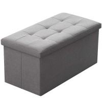Camabel Folding Storage Ottoman Bench Cube Holds Up To 660Lbs 30 Inch Fabric Storage Chest With Memory Foam Seat Footrest Padded Upholstered Tufted For Bedroom Bg364