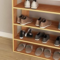 Sogeshome 6-Tier Shoe Cabinet, Wood Shoe Rack Free Standing Shoes Shelf For Entryway, Corner Shoe Organizer With Open Cover For Living-Room, Bedroom, Teak