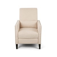 Christopher Knight Home Alexis Contemporary Fabric Push Back Recliner, Beige, Dark Brown