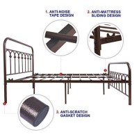 Tuseer Metal Bed Frame Full Size With Vintage Headboard And Footboard Platform Base Wrought Iron Double Bed Frame Antique Brown (Full, Antique Brown)