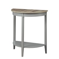 Grey Oak Finish Semi Circle Demilune Table For Small Hallway Entryway Space Wooden Half Moon Sturdy Console Tables