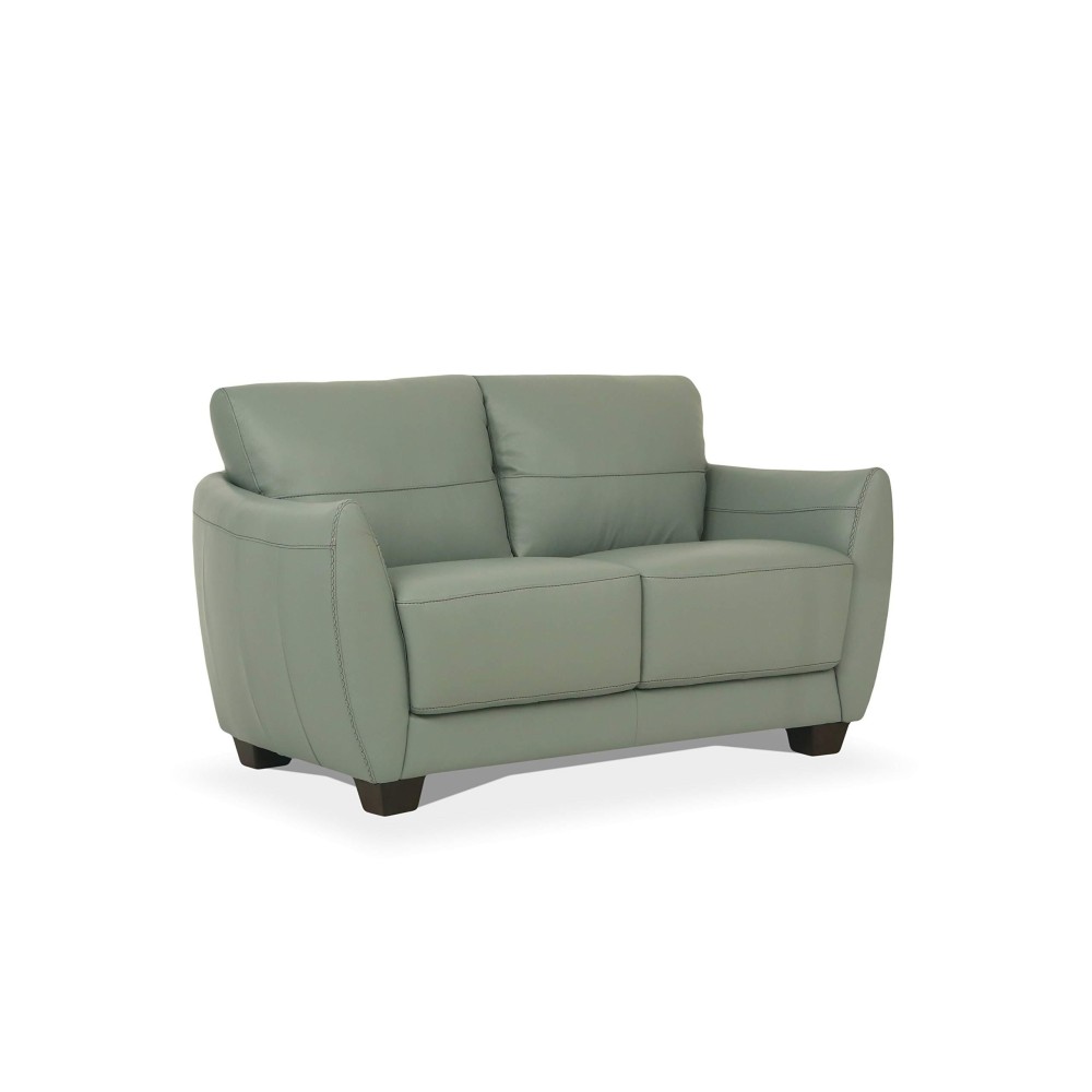 Acme Valeria Leather Loveseat In Watery