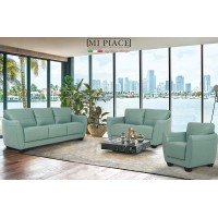 Acme Valeria Leather Loveseat In Watery